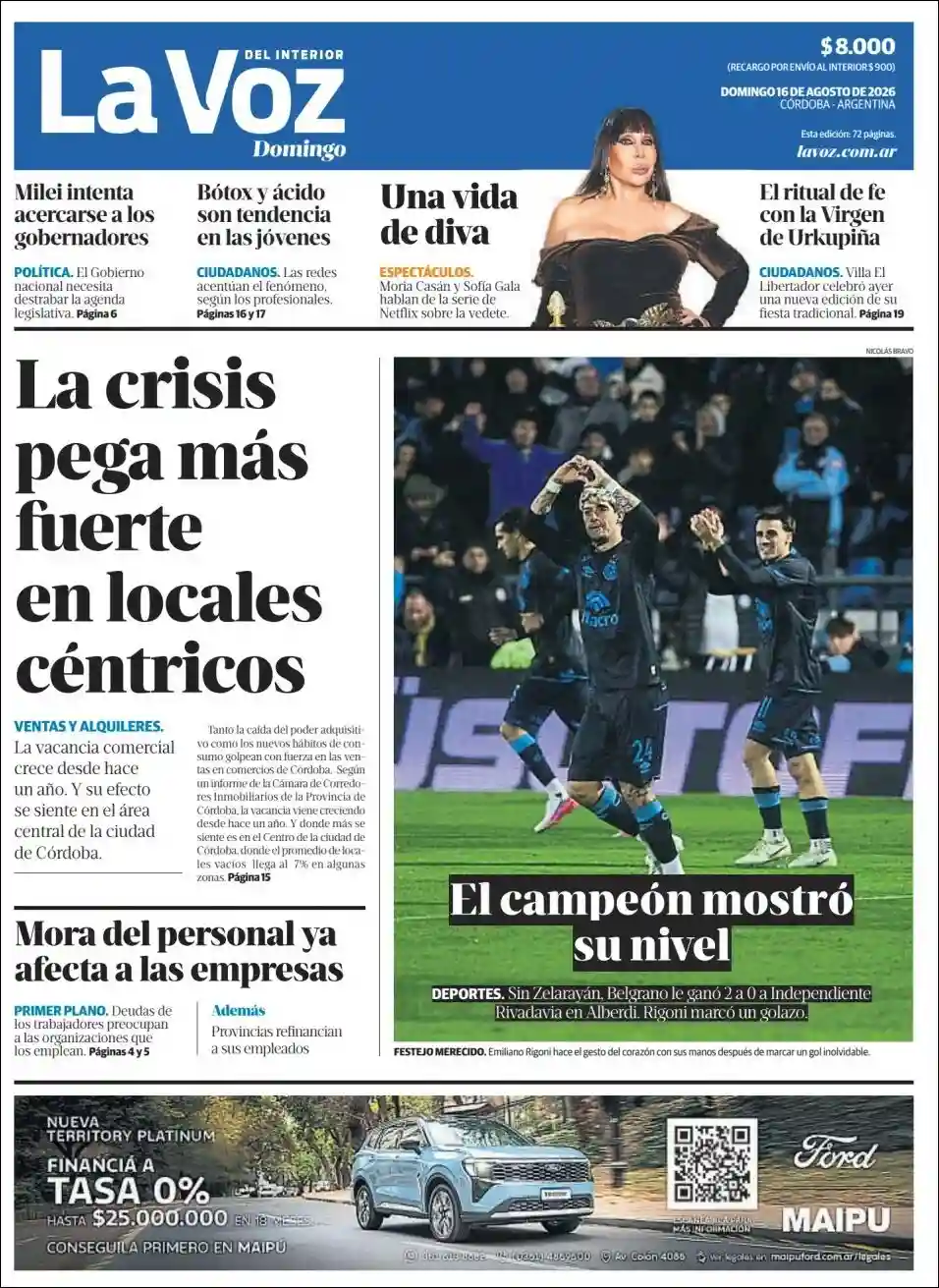 Estudios Max | RADIO URBANA LA PLATA - Tapa del diario La Voz