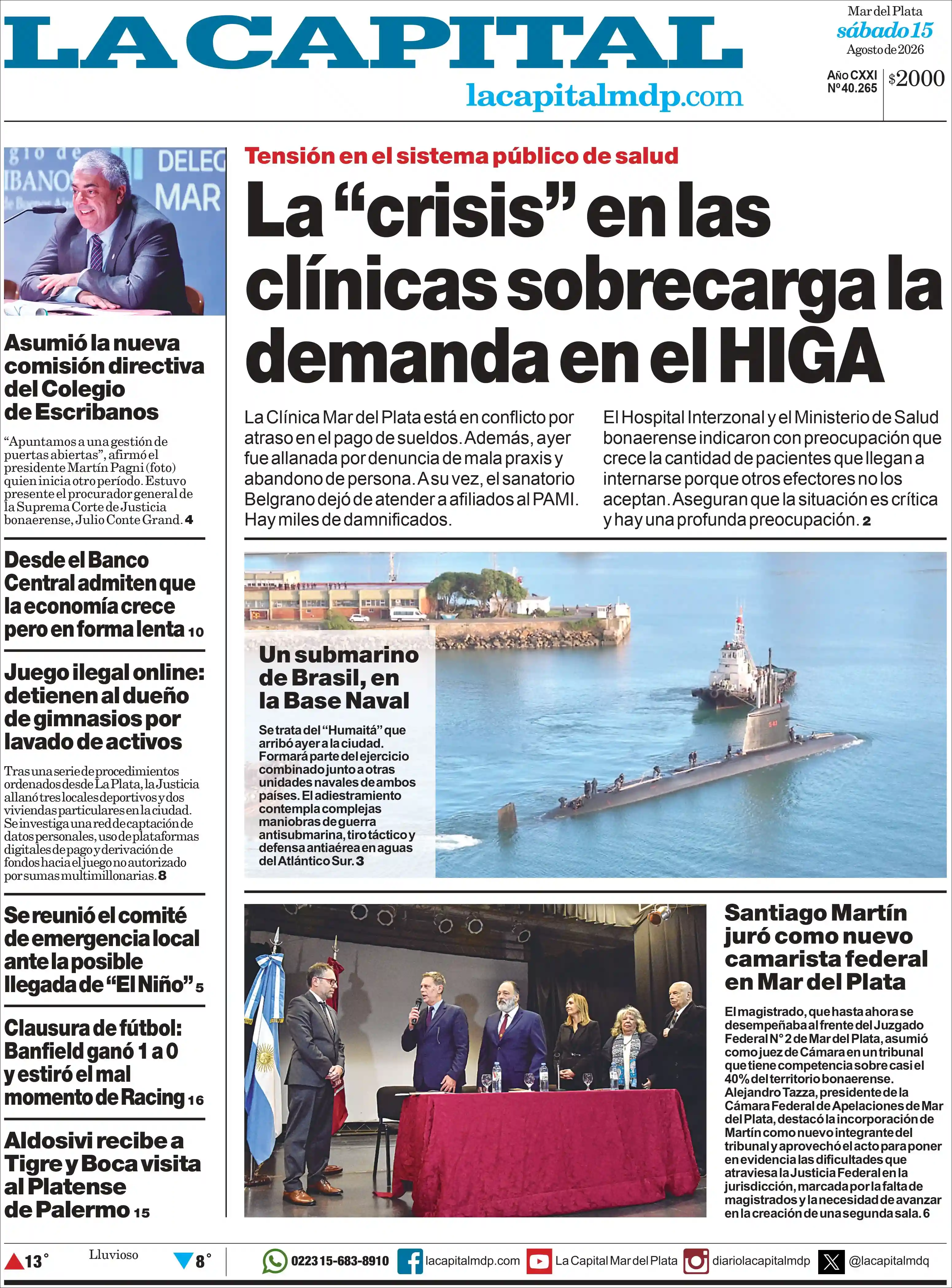 Estudios Max | RADIO URBANA LA PLATA - Tapa del diario La Capital