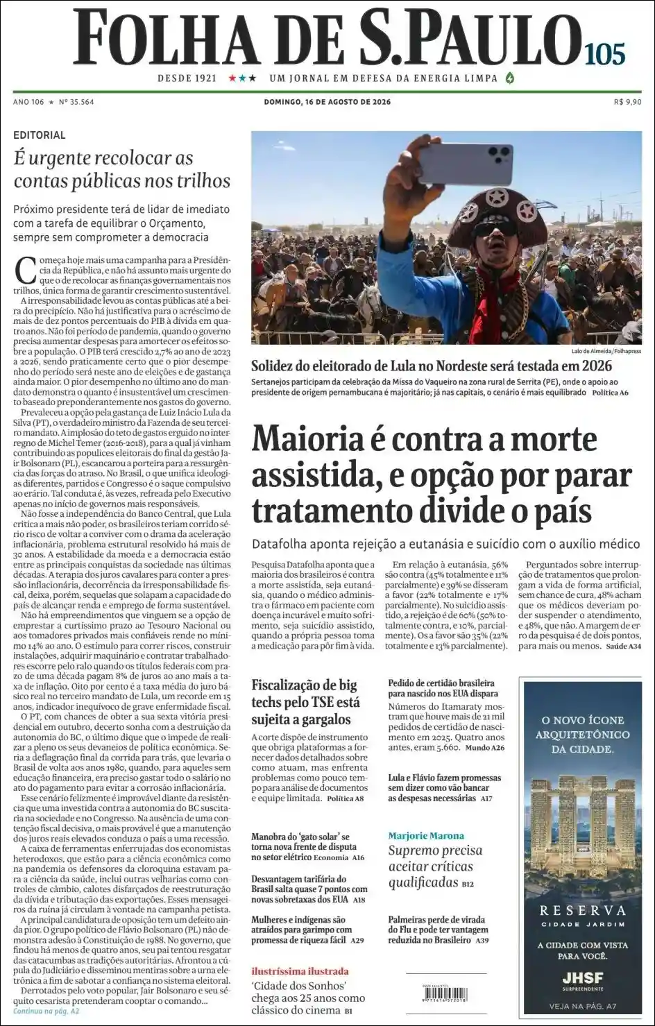 Estudios Max | RADIO URBANA LA PLATA - Tapa del diario Folha Spaulo